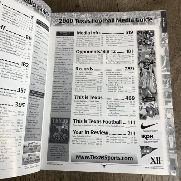 2000 Texas Longhorns Football Media Guide Simms UT Longhorns - Picture 10 of 10